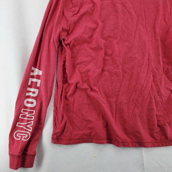 Aeropostale Shirt Men's Long Sleeve Crew Neck Pullover Tee Red Large - Picture 10 of 12